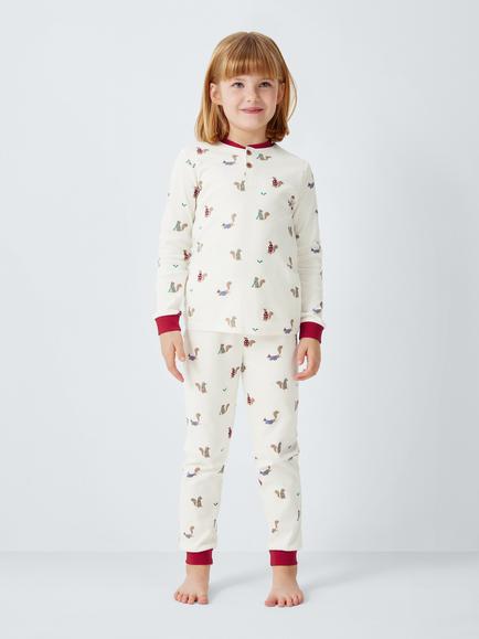 John Lewis Kids' Squirrel Pyjamas, White - view 2, White
