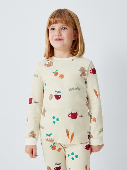 John Lewis Kids' Christmas Food Pyjamas, White, White