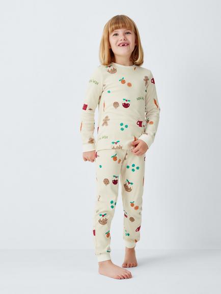 John Lewis Kids' Christmas Food Pyjamas, White - view 2, White