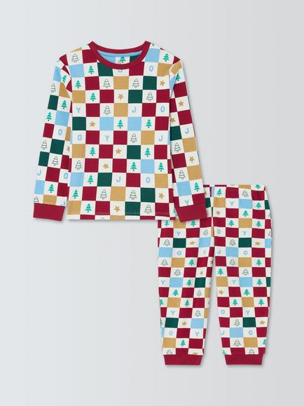 John Lewis Kids' Joy Christmas Check Pyjamas, Multi, Multi