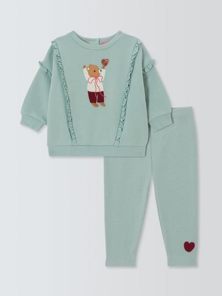 John Lewis Baby Festival Bear Sweater & Leggings Set, Grey Mist, Grey Mist