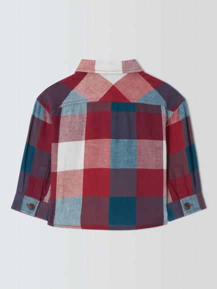 John Lewis Baby Check Shirt, Multi - view 2, Multi