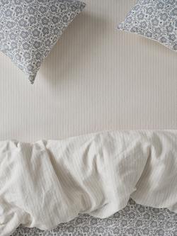Folks Linen-Cotton Stripe Fitted Sheet, Dusk Blue, Dusk Blue