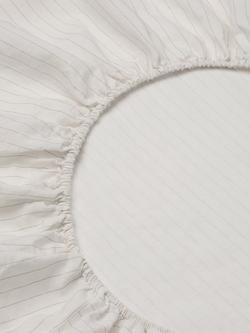 Folks Linen-Cotton Stripe Fitted Sheet, Dusk Blue - view 2, Dusk Blue