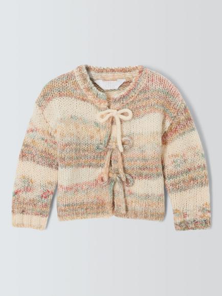 John Lewis Baby Space Dye Bow Cadigan, Multi, Multi