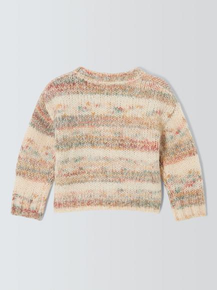 John Lewis Baby Space Dye Bow Cadigan, Multi - view 2, Multi