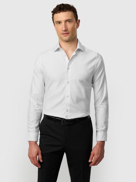 Ted Baker Jacquard Spot Cotton Blend Shirt, White, White