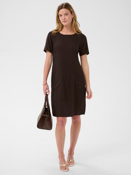KAFFE Kamilia Short Sleeve Mini Dress, Black Coffee - view 2, Black Coffee