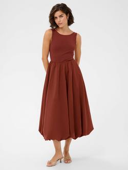KAFFE Kakirsten Voluminous Gathered Midi Dress, Henna, Henna