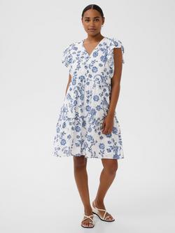 KAFFE Kaluisa Floral Flutter Sleeve Tunic Dress - view 2, Chalk Midnight Flowe