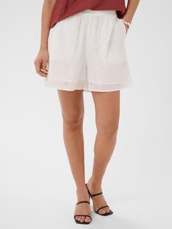 KAFFE Kafiona Embroidered Mid Rise Relaxed Shorts, Chalk, Chalk