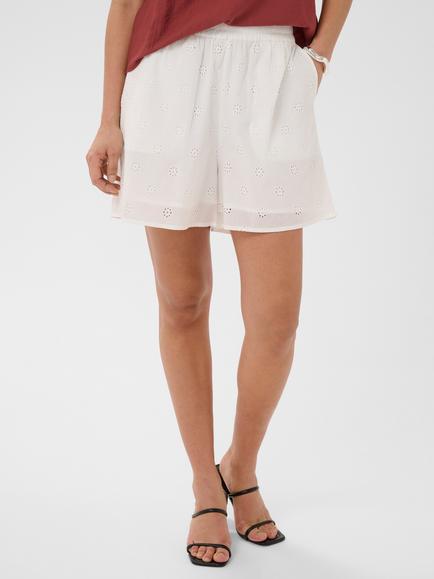 KAFFE Kafiona Embroidered Mid Rise Relaxed Shorts, Chalk, Chalk