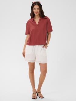 KAFFE Kafiona Embroidered Mid Rise Relaxed Shorts, Chalk - view 2, Chalk