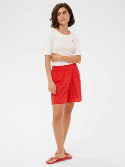 KAFFE Kafiona Embroidered Mid Rise Relaxed Shorts, Poppy Red - view 2, Poppy Red