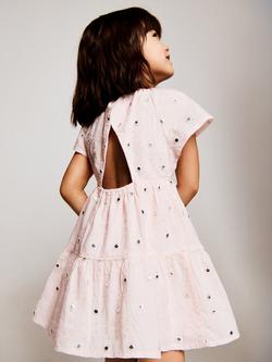 Mango Kids' Sequin Dotted Fit Flare Mini Dress, Light Pink, Light Pink