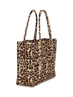 KAFFE Kamilly Quilted Animal Print Carryall Tote, Brown - view 2, Brown