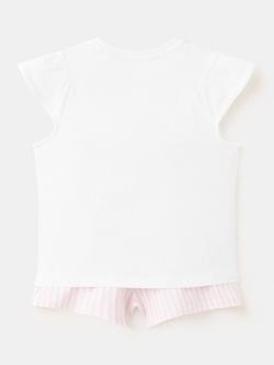 Mango Kids' Stripe Embroidered Zebra Short Pyjamas, Off White - view 2, Off White