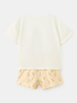 Mango Kids' Giraffe Print Short Pyjamas, Off White - view 2, Off White