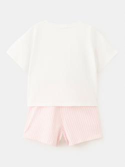Mango Kids' Zebra Print Striped Short Pyjamas, Off White - view 2, Off White