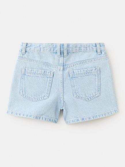 Mango Kids' Embellished Denim Shorts, Light Blue - view 2, Light Blue