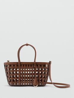 Mango Structured Woven Crossbody Basket Bag, Brown - view 2, Brown
