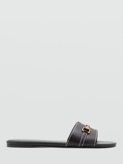 Mango Metal Hardware Slider Sandals, Chocolate, Chocolate