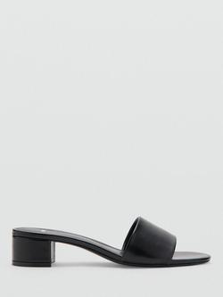 Mango Minimal Low Block Heel Sandals, Black, Black