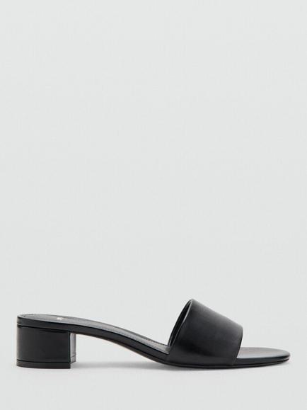 Mango Minimal Low Block Heel Sandals, Black, Black
