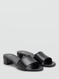 Mango Minimal Low Block Heel Sandals, Black - view 2, Black