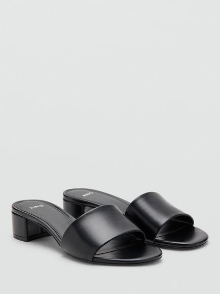 Mango Minimal Low Block Heel Sandals, Black - view 2, Black