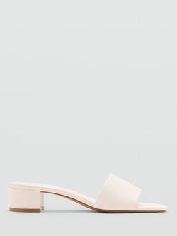 Mango Block Heel Open Toe Slide On Mules, Raw, Raw