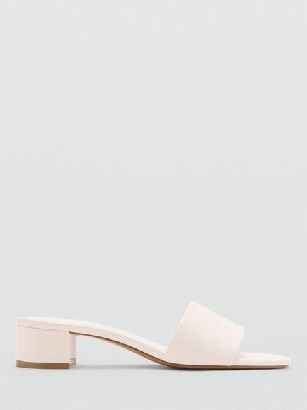 Mango Block Heel Open Toe Slide On Mules, Raw, Raw
