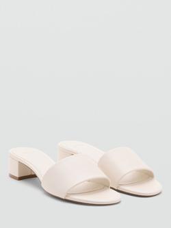 Mango Block Heel Open Toe Slide On Mules, Raw - view 2, Raw