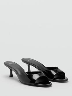 Mango Open Toe Kitten Heel Mules, Black - view 2, Black