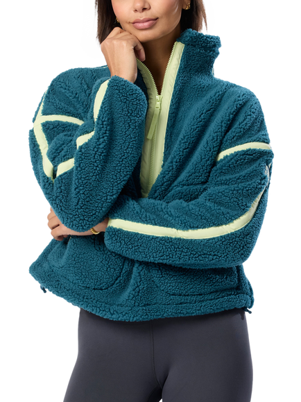 Gym+Coffee Industry Half Zip Fleece, Deep Teal, Deep Teal