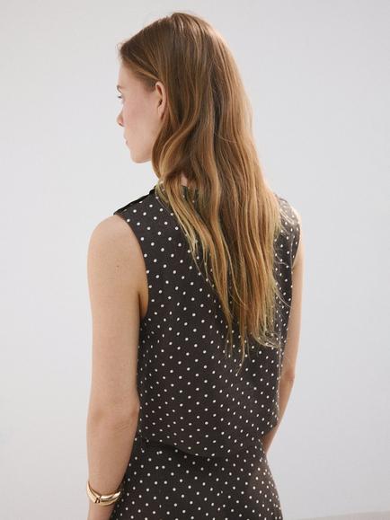 Mango Sleeveless Round Neck Linen Blend Cropped Top, Black - view 2, Black