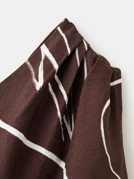Mango Asymmetric One-Shoulder Tie-Waist Top, Brown - view 2, Brown