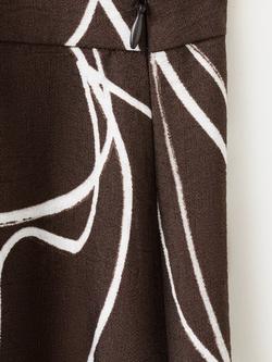Mango Abstract Print Wide Leg Trousers, Brown - view 2, Brown