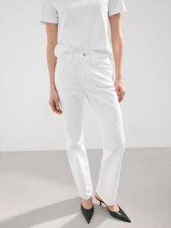 Mango Mid Rise Straight Leg Jeans, White, White