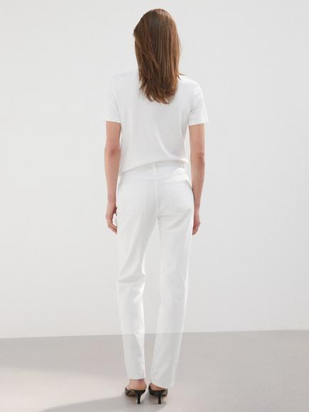 Mango Mid Rise Straight Leg Jeans, White - view 2, White