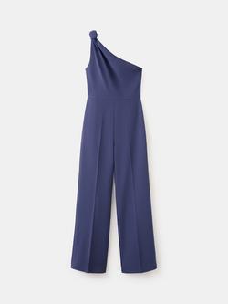 Mango Asymmetric One Shoulder Draped Jumpsuit, Ink, Ink