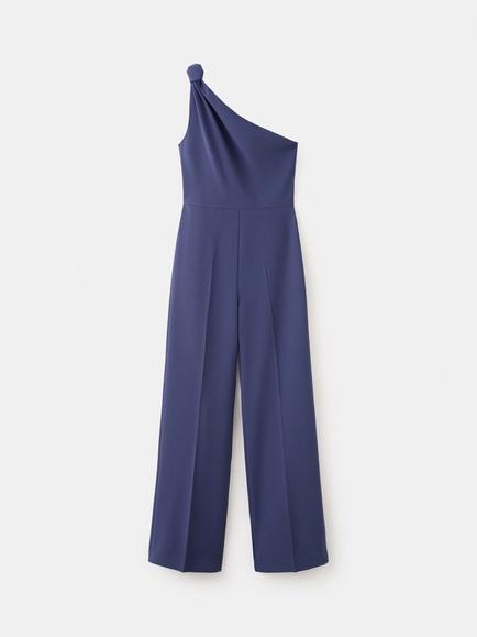 Mango Asymmetric One Shoulder Draped Jumpsuit, Ink, Ink