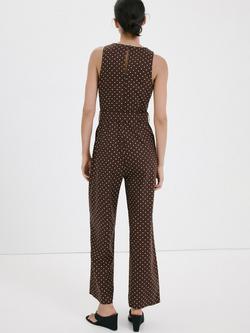Mango Sleeveless Round Neck Belted Jumpsuit, Chocolate - view 2, Chocolate
