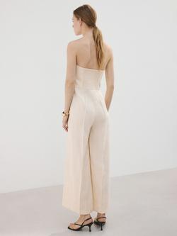 Mango Strapless Cropped Wide Leg Jumpsuit, Raw - view 2, Raw