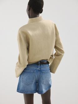 Mango Loose Fit Mini Denim Shorts,Mid Denim - view 2, Mid Denim