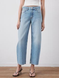 Mango Mid Rise Barrel Leg Jeans, Mid Blue, Mid Blue