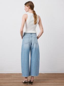 Mango Mid Rise Barrel Leg Jeans, Mid Blue - view 2, Mid Blue