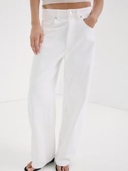 Mango Low Rise Balloon Leg Jeans, White, White