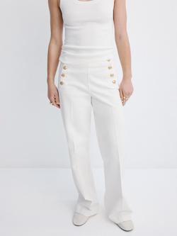 Mango High Waisted Wide Leg Jeans, White, White