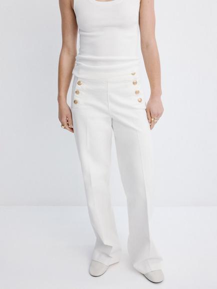 Mango High Waisted Wide Leg Jeans, White, White